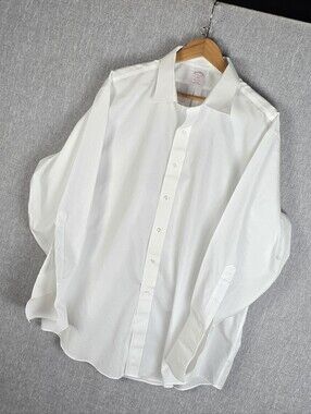 Brooks Brothers Madison Button Down Dress Shirt White Sz 17 1/2 - 33
